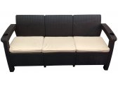 Диван пластиковый трехместный Yalta Sofa 3 Seat пластик с имитацией плетения венге Фото 1