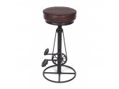 Барный дизайнерский стул Garden Relax Cycle хромированная сталь, натуральная кожа темно-коричневый Фото 4