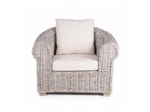 Кресло плетеное с подушкой Garden Relax Coba ротанг, ротанг кубу, дерево манго, лен белый Фото 2