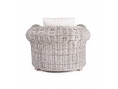Кресло плетеное с подушкой Garden Relax Coba ротанг, ротанг кубу, дерево манго, лен белый Фото 3