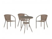 Комплект плетеной мебели Afina T282ANT/Y137C-W56 Light Brown 3Pcs искусственный ротанг, сталь светло-коричневый Фото 1