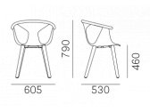 Кресло пластиковое PEDRALI Fox сталь, ясень, стеклопластик беленый ясень, белый Фото 5