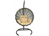 Кресло плетеное подвесное Ротанг Плюс Ола сталь, искусственный ротанг бежево-коричневый Фото 3
