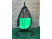 Кресло плетеное подвесное Ротанг Плюс Принцесса сталь, искусственный ротанг черный Фото 7