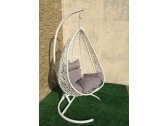 Кресло плетеное подвесное Ротанг Плюс Сакала сталь, искусственный ротанг белый Фото 8