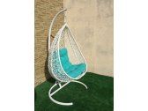 Кресло плетеное подвесное Ротанг Плюс Сакала сталь, искусственный ротанг белый Фото 3