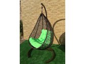 Кресло плетеное подвесное Ротанг Плюс Сакала сталь, искусственный ротанг коричневый Фото 14