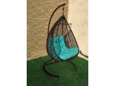Кресло плетеное подвесное Ротанг Плюс Сакала сталь, искусственный ротанг коричневый Фото 11