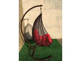 Кресло плетеное подвесное Ротанг Плюс Сакала сталь, искусственный ротанг коричневый Фото 3