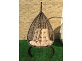 Кресло плетеное подвесное Ротанг Плюс Сакала сталь, искусственный ротанг бежево-коричневый Фото 4