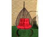 Кресло плетеное подвесное Ротанг Плюс Сакала сталь, искусственный ротанг бежево-коричневый Фото 1