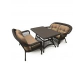 Комплект плетеной мебели Afina T130Br/LV520-1 Brown/Beige 4Pcs сталь, искусственный ротанг коричневый, бежевый Фото 1