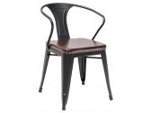 Кресло металлическое с обивкой ST-GROUP Tolix Arms Soft экокожа, сталь черный матовый Фото 1