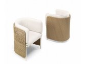 Кресло плетеное с подушками Ethimo Esedra алюминий, искусственный ротанг, акрил песочный, белый Фото 9