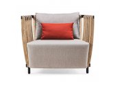 Кресло деревянное лаунж с подушками Ethimo Swing алюминий, тик, акрил черный, натуральный, серый Фото 2