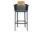 Кресло металлическое барное Ethimo Nicolette алюминий, тик черный, натуральный Фото 6