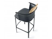 Кресло металлическое барное Ethimo Nicolette алюминий, тик черный, натуральный Фото 7