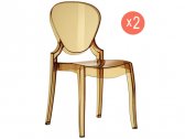Комплект прозрачных стульев PEDRALI Queen Set 2 поликарбонат янтарный Фото 1