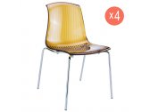 Комплект прозрачных стульев Siesta Contract Allegra Set 4 сталь, поликарбонат янтарный Фото 1