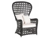 Кресло плетеное с подушкой POINT Emmanuel Armchair алюминий, искусственный ротанг, акрил черный Фото 1