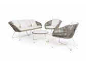 Кресло плетеное RosaDesign Virgo  алюминий, роуп, ткань белый, коричнево-черный, белый Фото 4