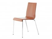 Комплект офисных стульев для переговорных PEDRALI Kuadra Set 4 металл, кожа темно-рыжий Фото 3