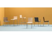 Комплект офисных стульев для переговорных PEDRALI Kuadra Set 4 металл, кожа темно-рыжий Фото 10