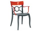 Кресло пластиковое PAPATYA Opera-K стеклопластик, поликарбонат антрацит, красный Фото 1
