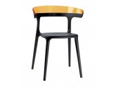 Кресло пластиковое PAPATYA Luna стеклопластик, пластик черный, оранжевый Фото 1