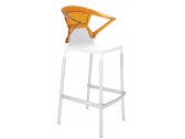 Кресло пластиковое барное PAPATYA Ego-K Bar алюминий, стеклопластик, пластик белый, оранжевый Фото 1