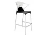 Кресло пластиковое барное PAPATYA Ego-K Bar алюминий, стеклопластик, пластик черный, прозрачный Фото 1