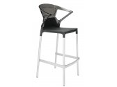 Кресло пластиковое барное PAPATYA Ego-K Bar алюминий, полипропилен, стекловолокно, поликарбонат черный, дымчатый Фото 1