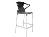Кресло пластиковое барное PAPATYA Ego-K Bar алюминий, полипропилен, стекловолокно, поликарбонат антрацит, черный Фото 1