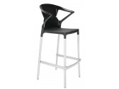 Кресло пластиковое барное PAPATYA Ego-K Bar алюминий, стеклопластик, пластик черный Фото 1