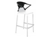Кресло пластиковое барное PAPATYA Ego-K Bar алюминий, стеклопластик, пластик белый, черный Фото 1