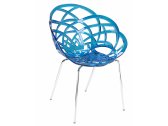 Кресло прозрачное PAPATYA Flora ML сталь, пластик синий Фото 1