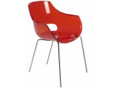 Кресло прозрачное PAPATYA Opal ML сталь, пластик красный Фото 1