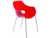 Кресло пластиковое PAPATYA Opal ML сталь, пластик красный Фото 1