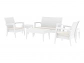 Кресло пластиковое плетеное с подушкой Siesta Contract Miami Lounge Armchair стеклопластик, полиэстер белый Фото 6