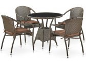 Комплект плетеной мебели Afina T707ANS/Y480A-W53 4 PCS Brown искусственный ротанг, сталь коричневый Фото 1