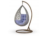 Кресло плетеное подвесное Afina N886-W70 Light Grey искусственный ротанг, сталь светло-серый, синий Фото 1
